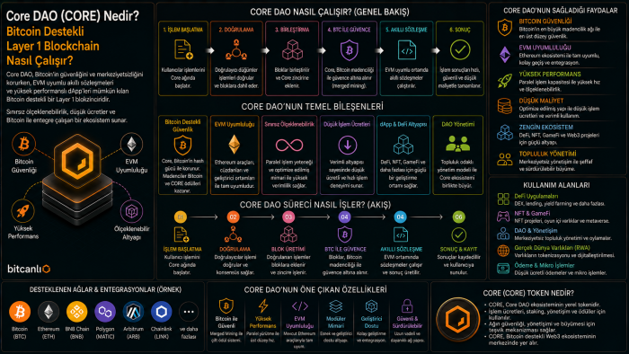 Core DAO (CORE) Nedir? Bitcoin Destekli Layer 1 Blockchain Nasıl Çalışır?